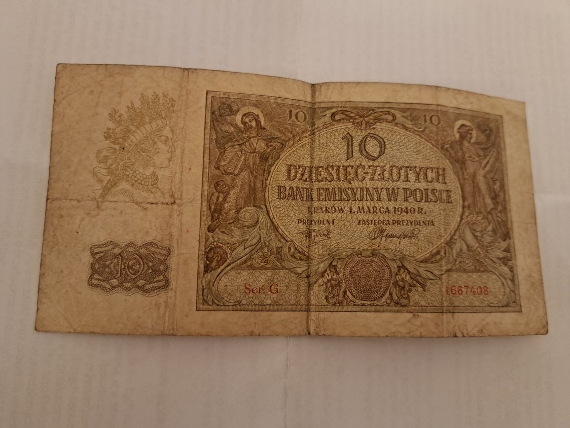 Banknot 10 Dziesięć Złotych Bank Emisyjny W Polsce 1 Marca 1940
