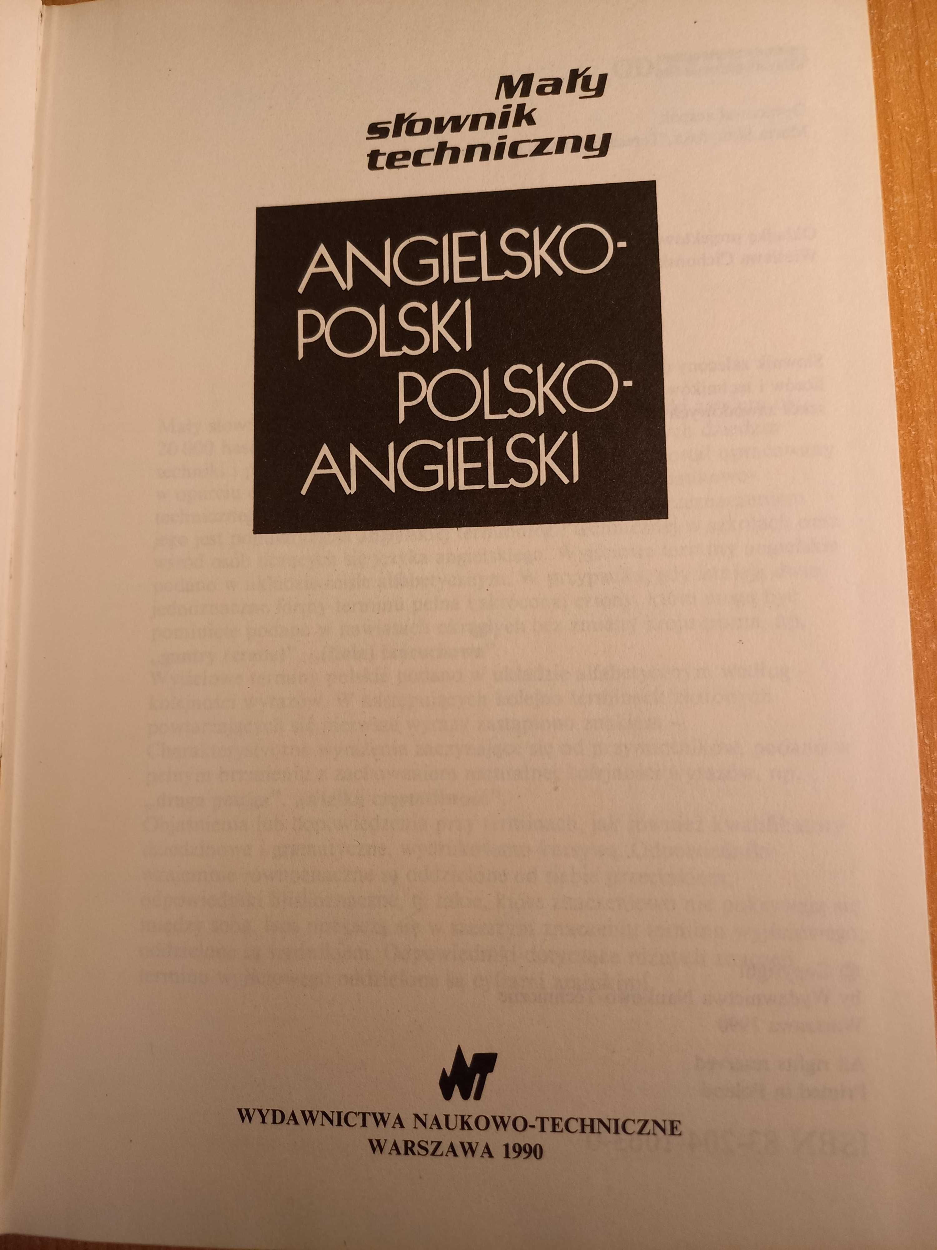 słownik angielsko polski polsko angielski mały techniczny 1990