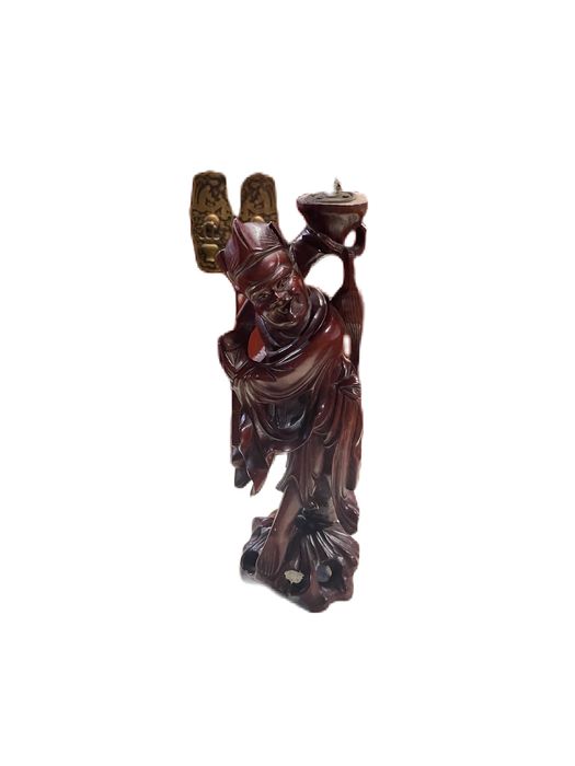Candeeiro buda/ monge em madeira exotica oriental