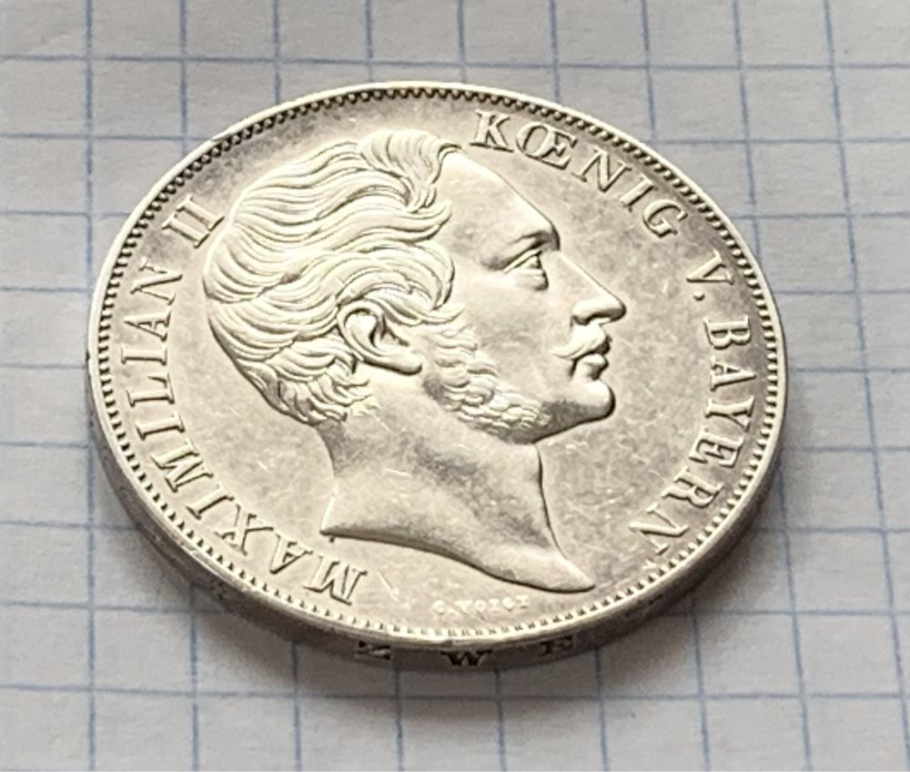 Німеччина 2 гульдена 1855р срібло Оригінал монети