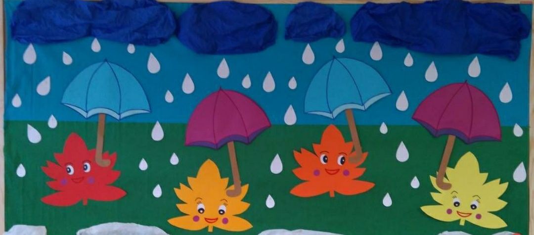Jesienna dekoracja na tablicę szkolną do przedszkola z papieru