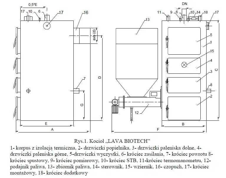 Piec Wielopaliwowy LAVA BioTech 10kW do 120m Żeliwny palnik