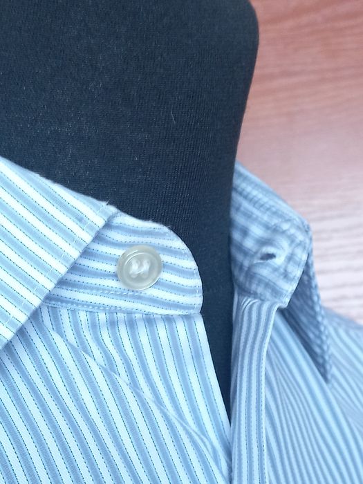 biała koszula w paski Zegna rozmiar 41/16