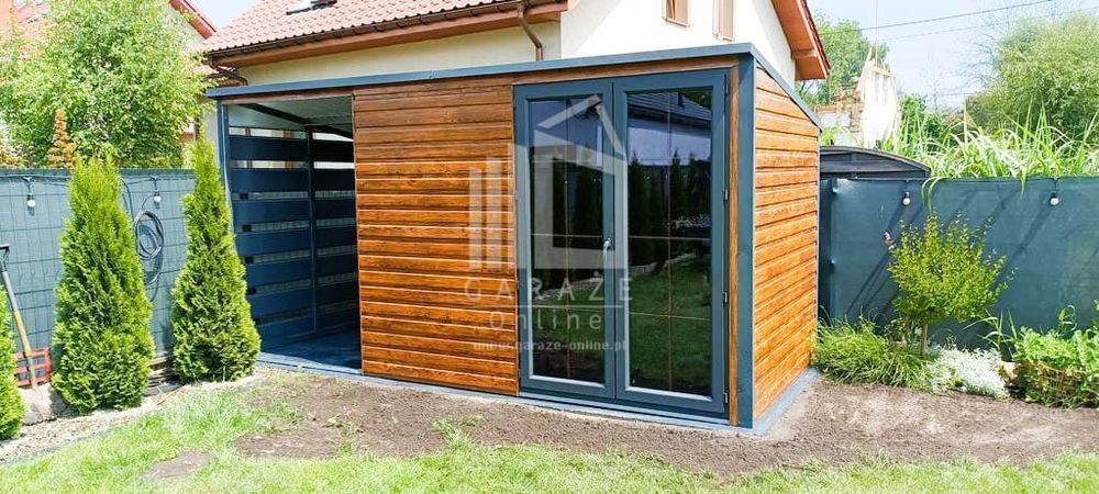 Schowek - Domek Ogrodowy 3m x 2m + Wiata 1,5M Spad W Tył   Id268 3X2