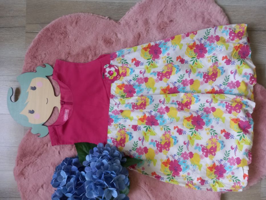 ZK Przepiękna sukienka bombka LC Waikiki roz 128 cm 8 lat kwiaty