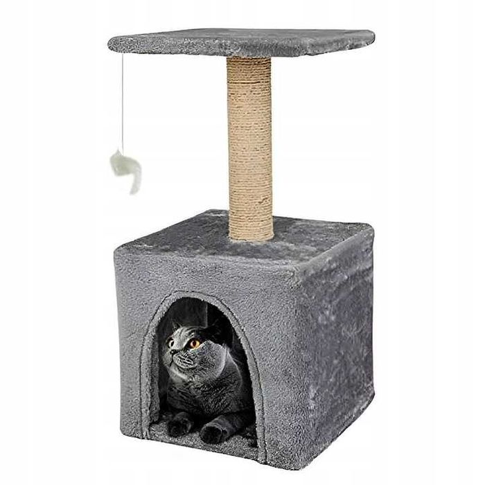 Legowisko drapak dla kota wieża domek do drapania mysz na sznurku
