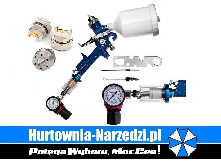 Pistolet lakierniczy HVLP reduktor dysze 1,4mm i 1,7mm