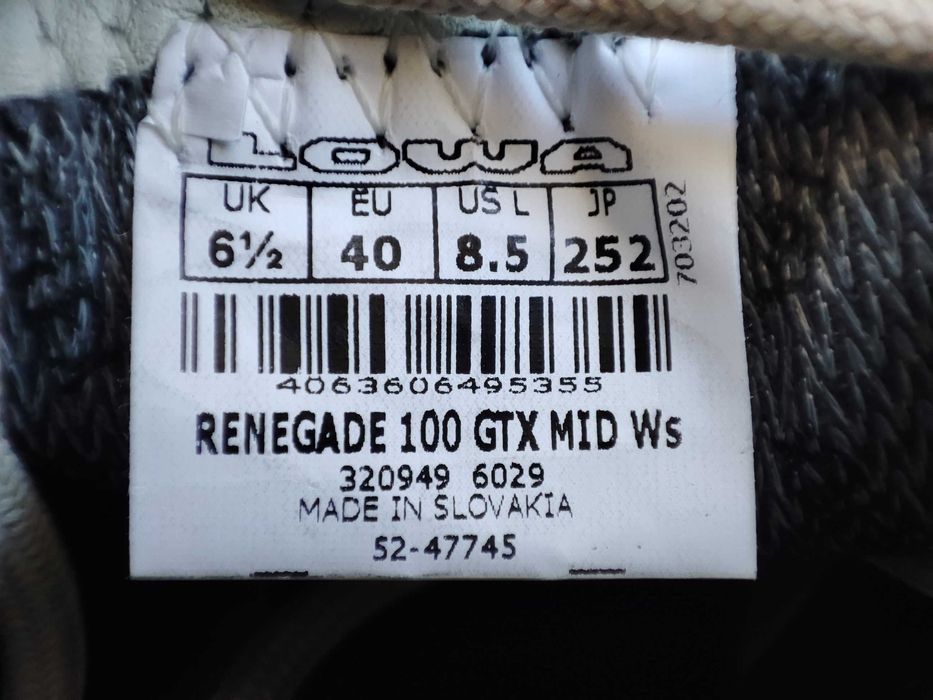 ОРИГІНАЛ100%!! Черевики Lowa Renegade 100 Mid GORE-TEX 320949 6029