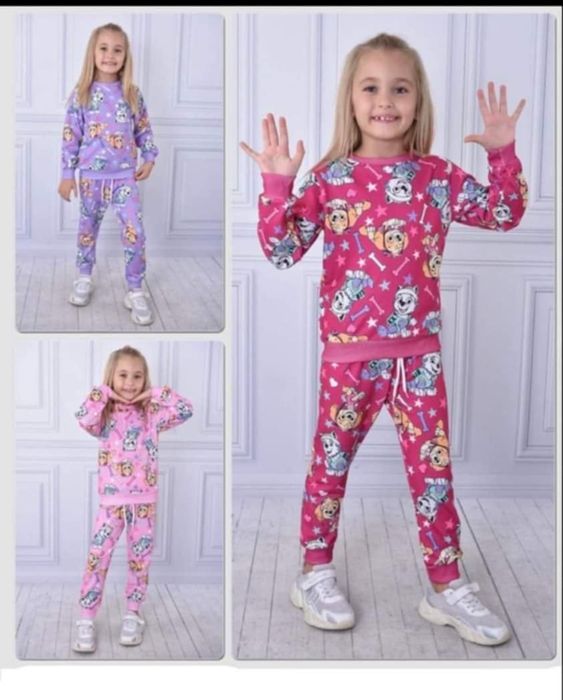 Dres Psi Patrol pudrowy róż na delikatnym meszku 110, 122/128, 134