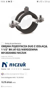 Obejma pojedyncza  duo z izolacja BK (47-52) Niczuk