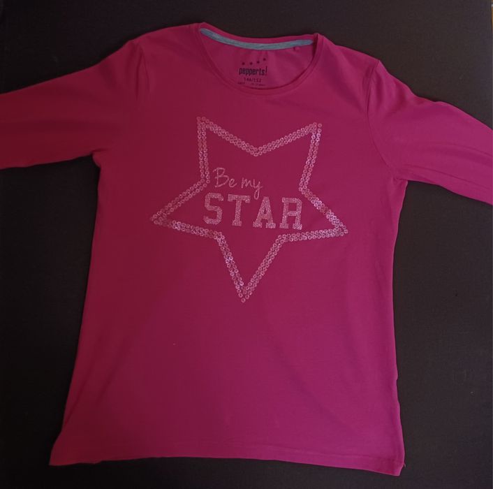 Bluzka dziecięca na długi rękaw różowa rozmiar 146/152