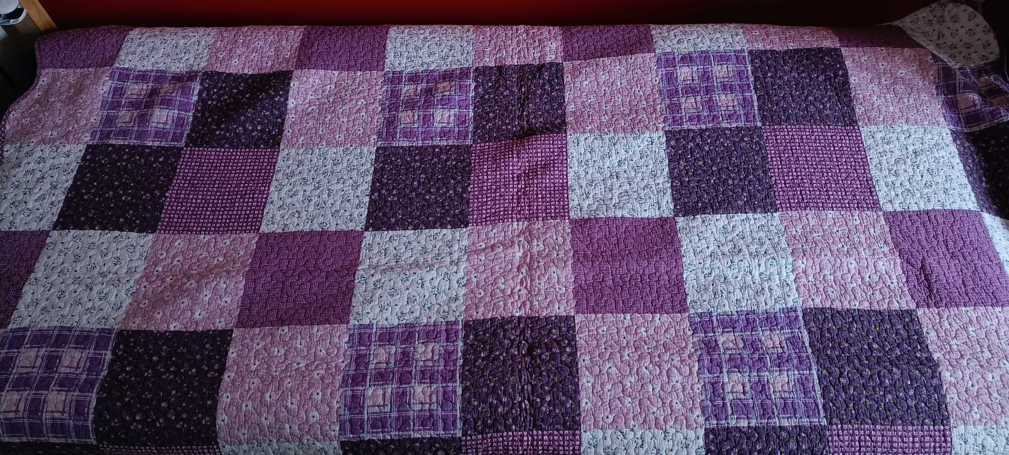 PaTcHwOrK. Duża, unikatowa, dwustronna narzuta na łóżko, patchwork.