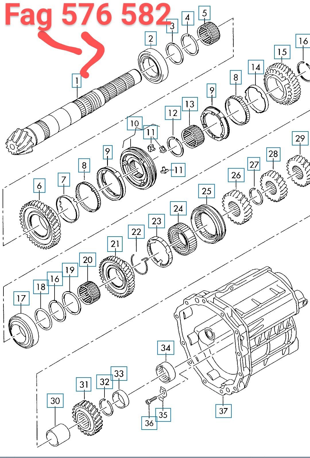 Rolamento Fag 576582 Caixa de velocidades audi a4 avant b6 ano 2002