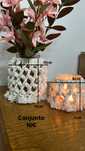 Conjunto de frascos em macrame