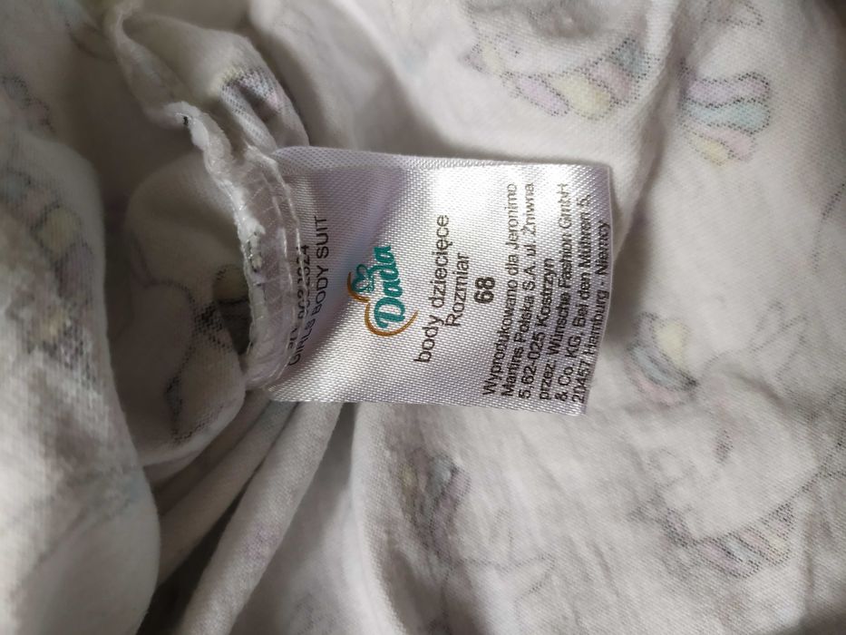 Body dziewczęce niemowlęce Dada 68 jednorożec 3pack