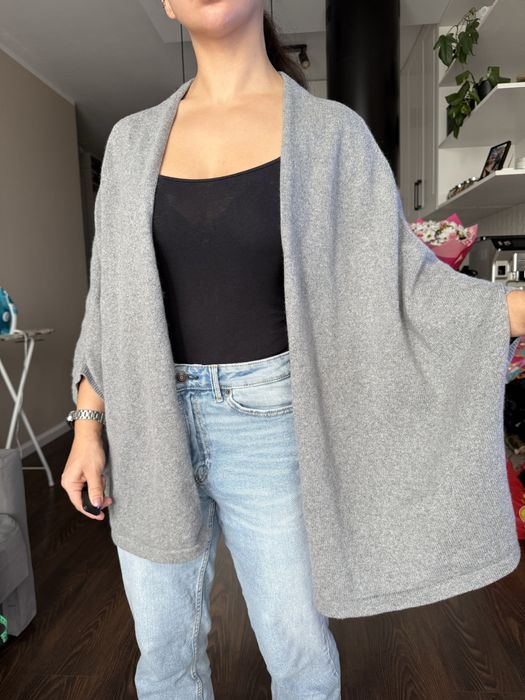 Szare ponczo Gerts Oslo Cashmere one size kardigan kaszmirowy M L s