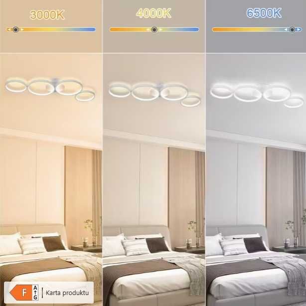 Światło sufitowe LED do salonu, czarno-białe /88cm