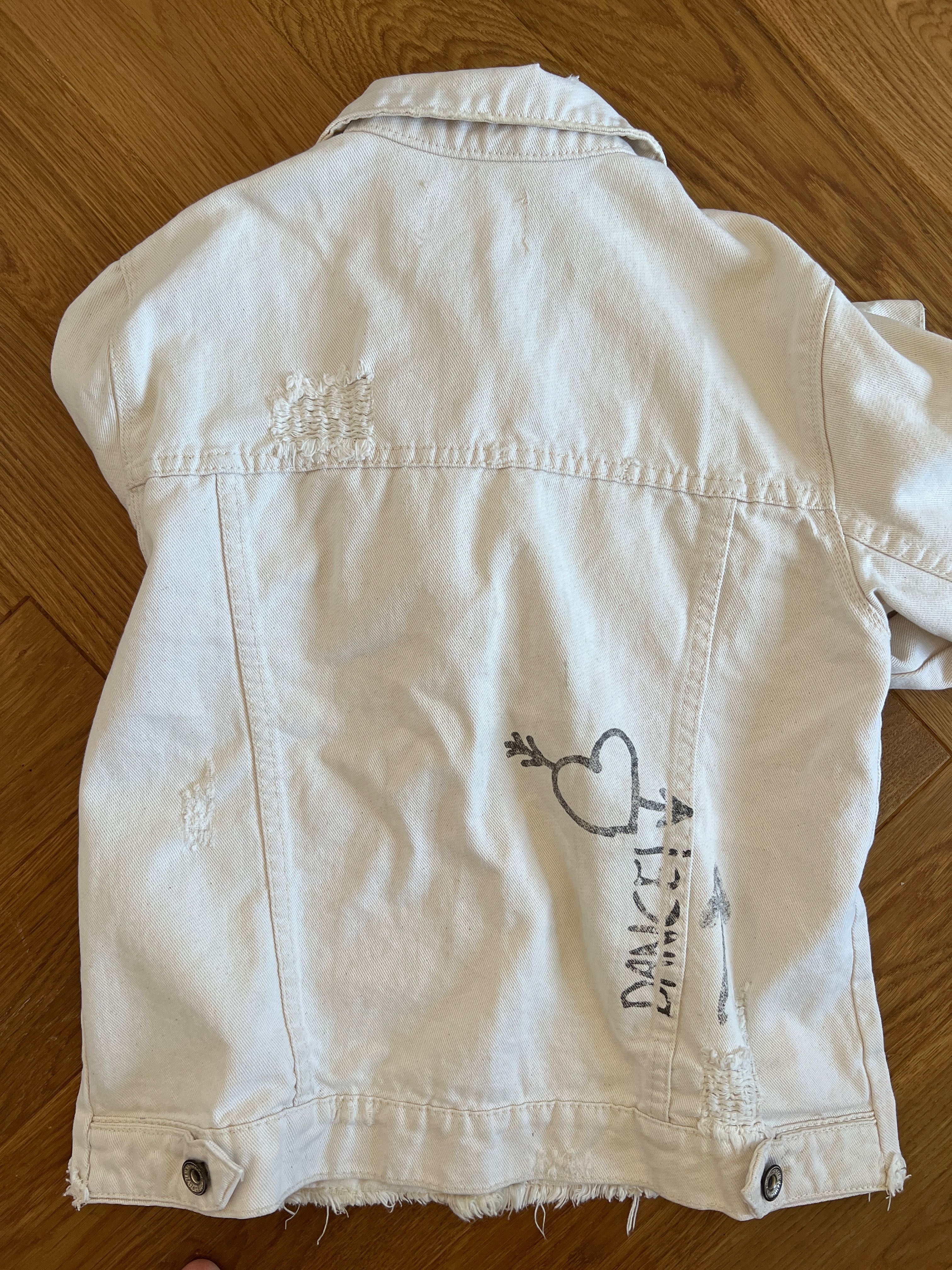 Zara Girls biała kurtka katana jeansowa 152