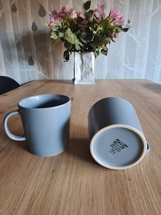 Zestaw 2 kubków Ikea szare szaro-niebieskie 300 ml DINERA