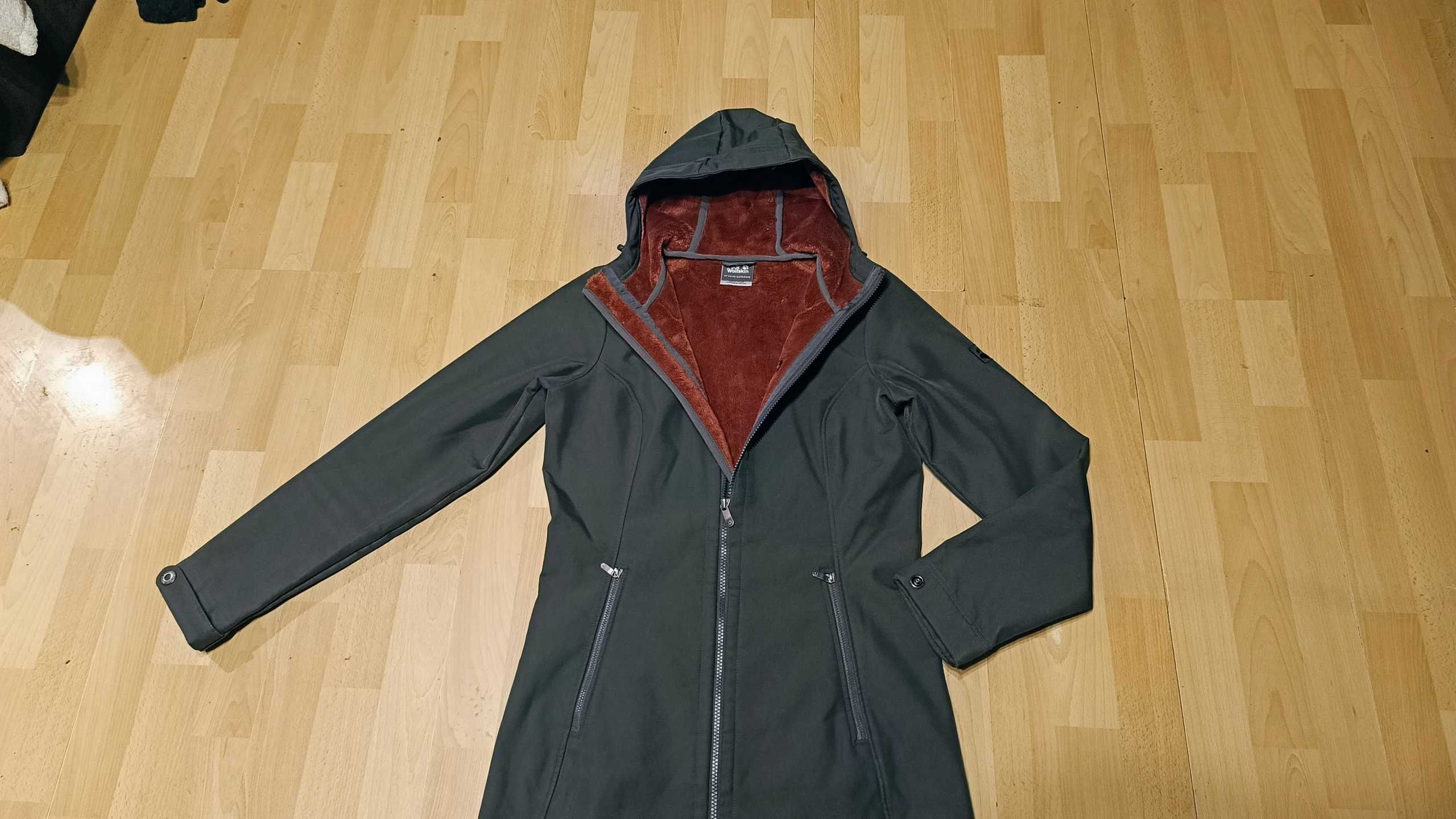 Damska długa ocieplana kurtka JACK WOLFSKIN FLEXSHIELD r.XS st.idealny