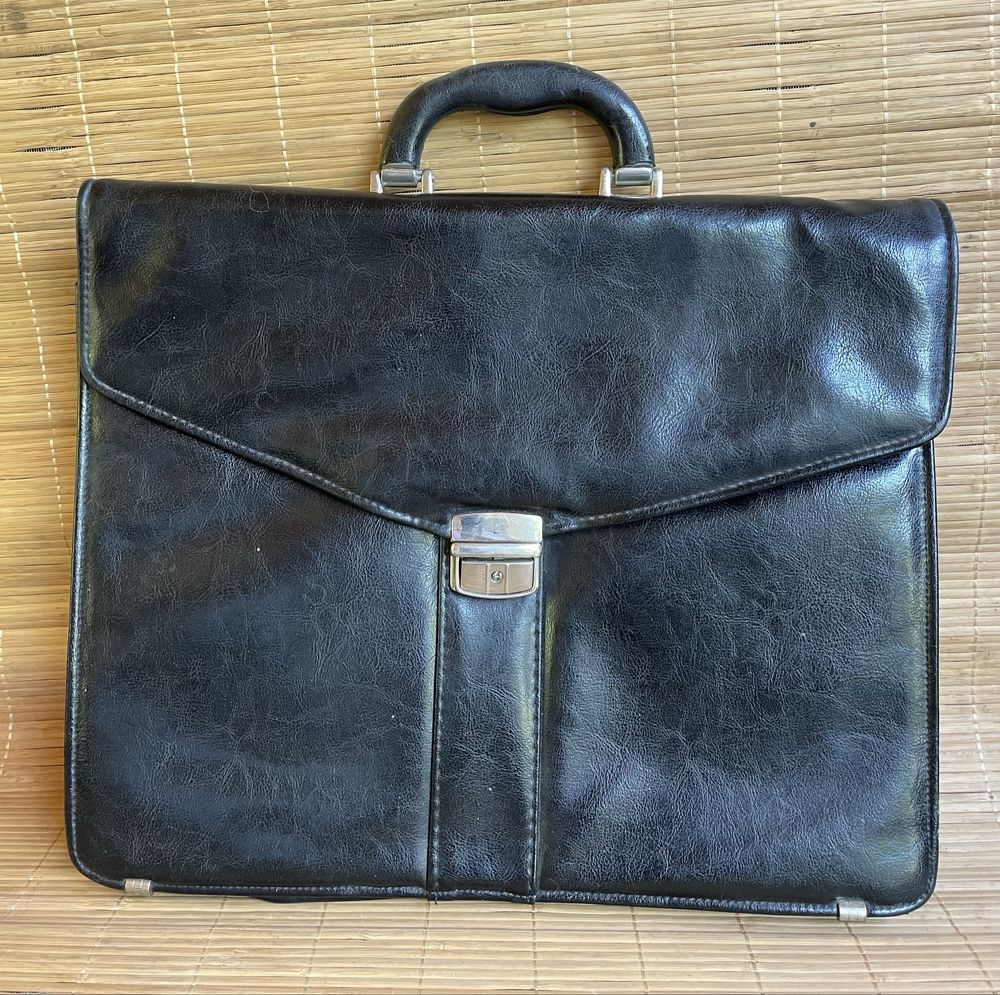 Stara torba aktówka ze skóry naturalnej vintage