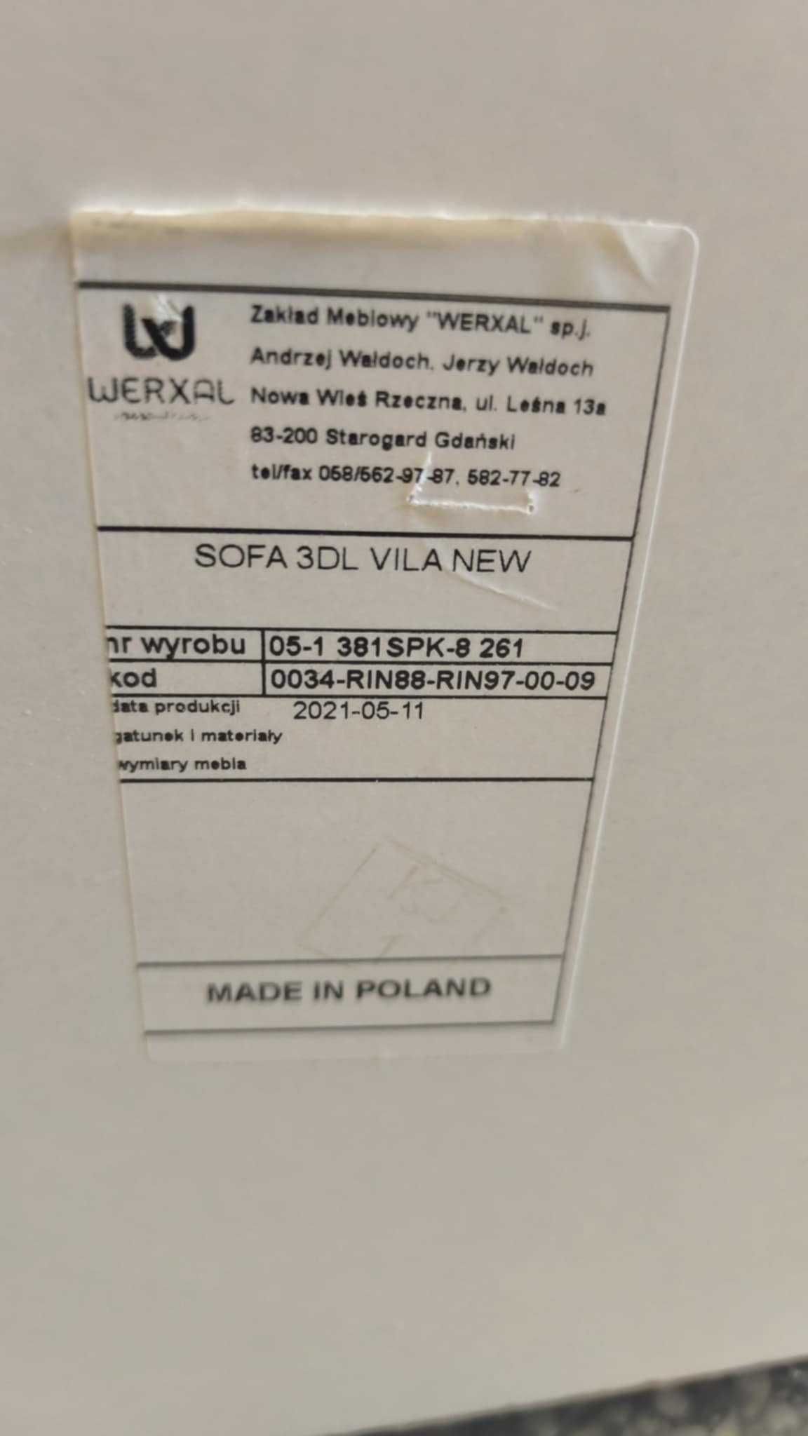 Sofa rozkładana szara VILA NEW