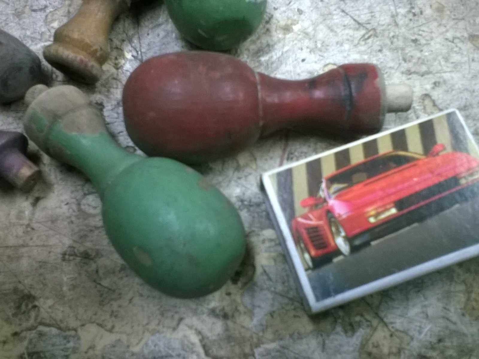 Drewniane uchwyty pieczątki prl