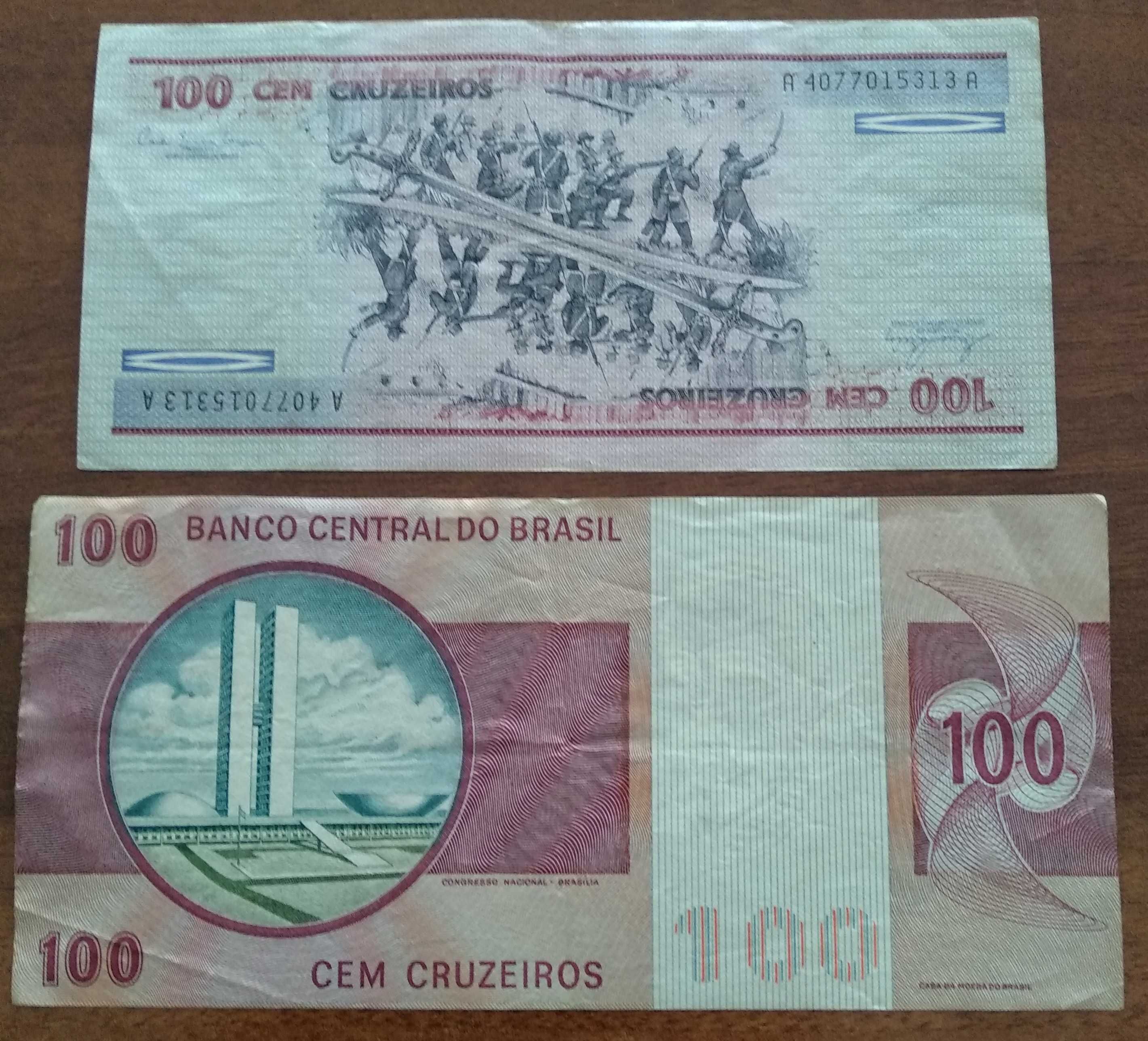 BRASIL - 2 notas de 100 Cruzeiros