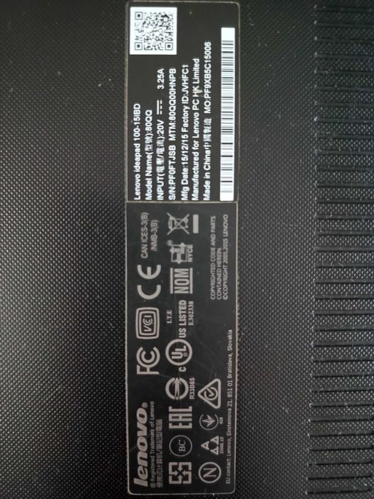 Laptop Lenovo 100-15IBD 80QQ