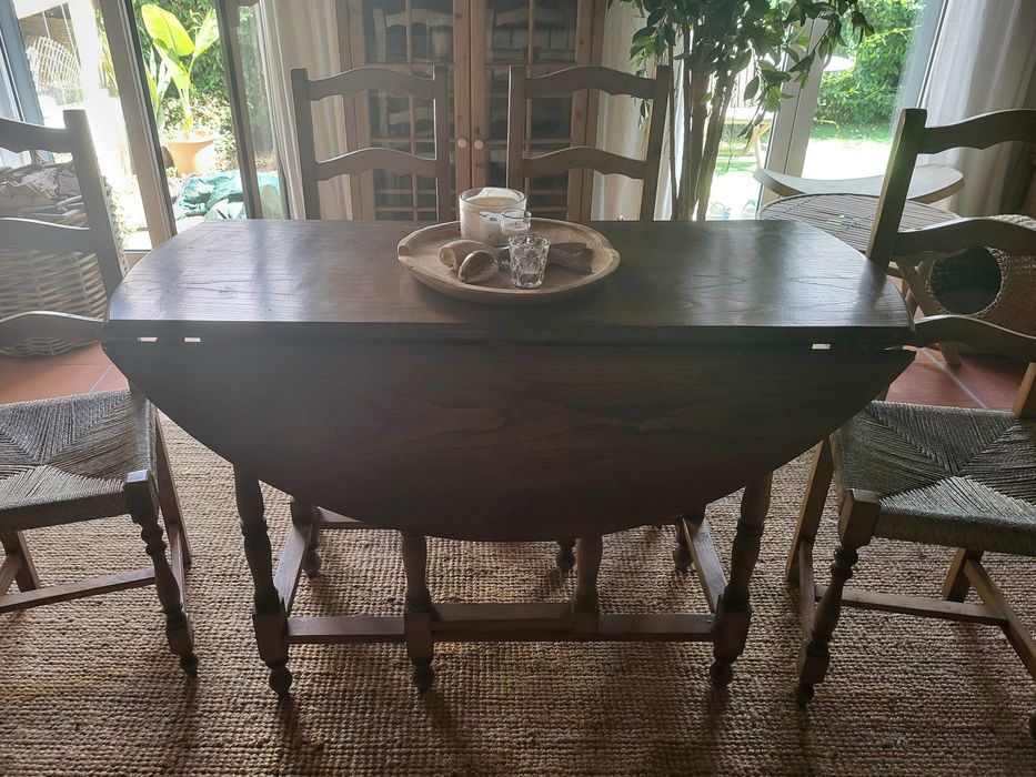 mesa e 4 cadeiras, dobravel, refeições, rustico