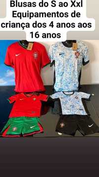 T-shirt da Selecção Portuguesa Euro 2024 e equipamento para criança