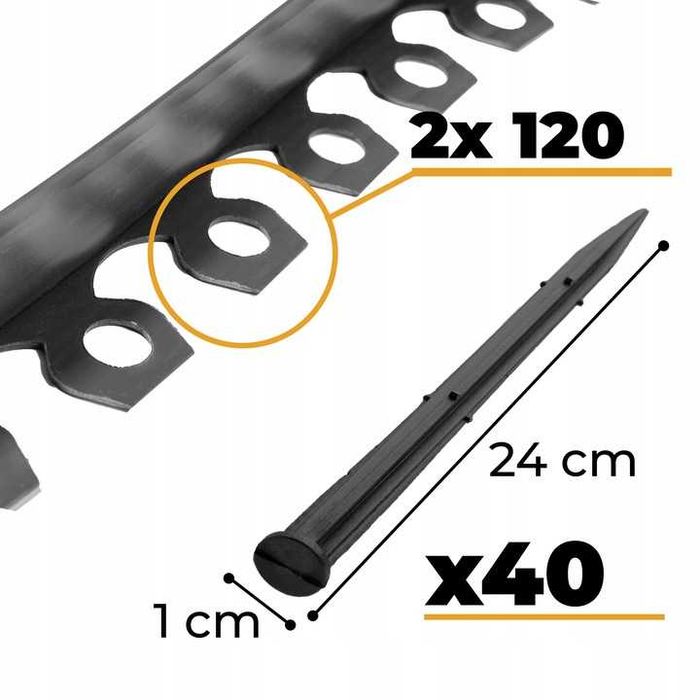 Obrzeże ogrodowe obrzeże trawnikowe plastikowe czarne obrzeża 2x10m