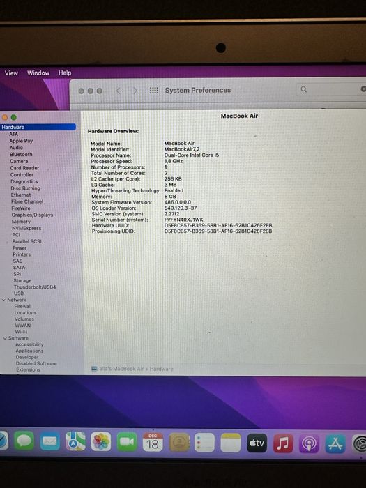Macbook Air 13,3|8 GB Ram|128 gb storage|Dobry Stan