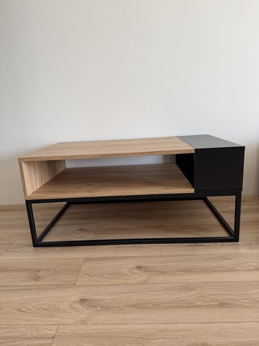 Stolik kawowy loft Mazzoni dąb craft złoty/czarny mat