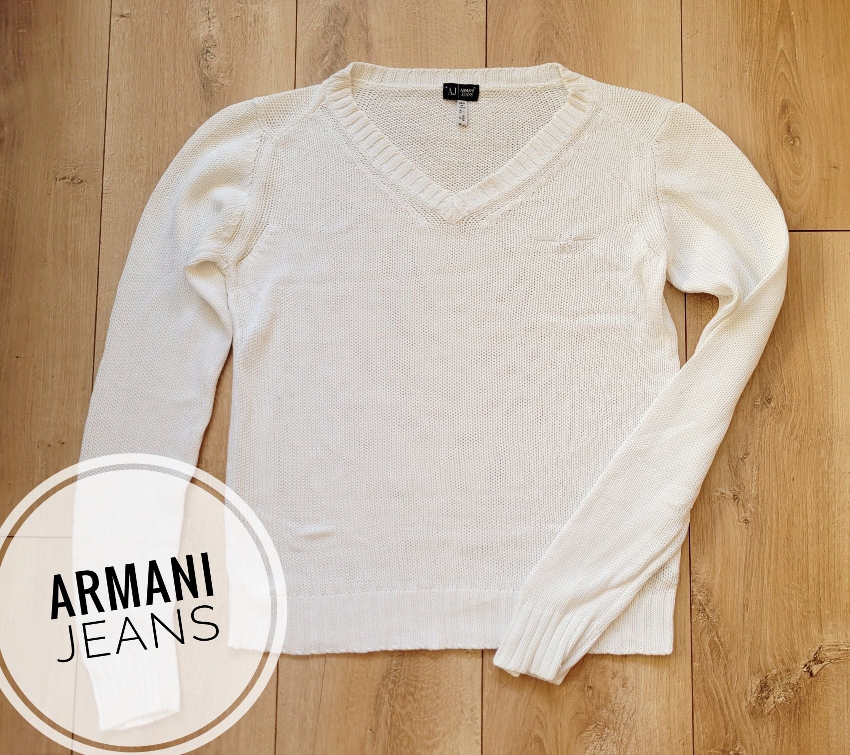 Sweter damski biały markowy bawełna  Armani Jeans  roz 38/10/M