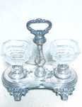 Antigo saleiro duplo francês de Cristal Baccarat e casquinha  Sec. XIX