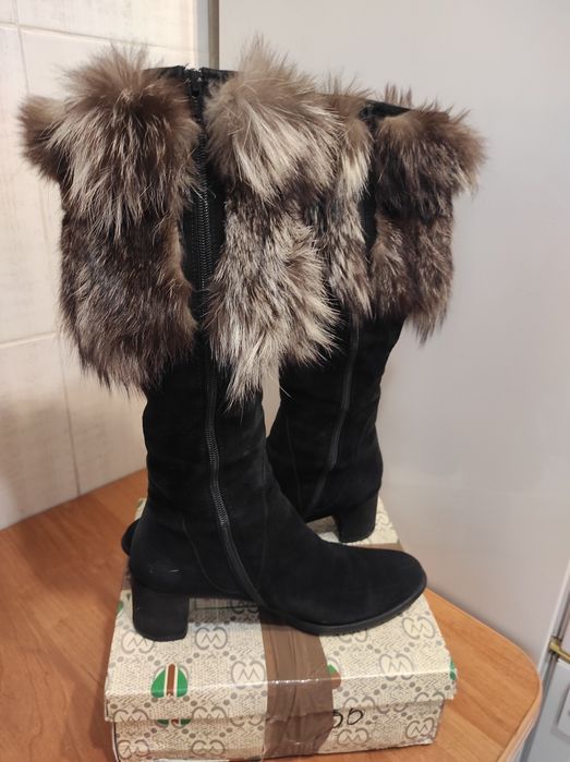 Carlo Pazolini Чобітки зима нат замш, цегейка, хутро чорнобурка