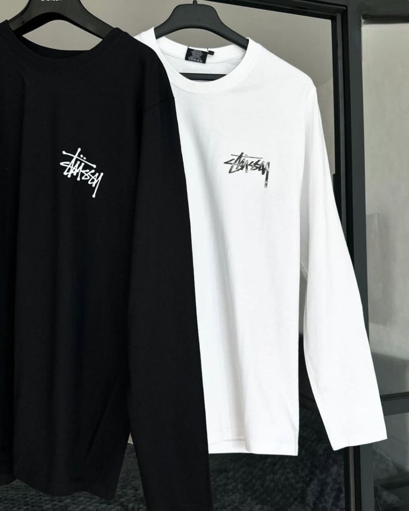 Жіноча кофта лонгслів Stussy біла чорна 42-46 S-M Турецький кулір