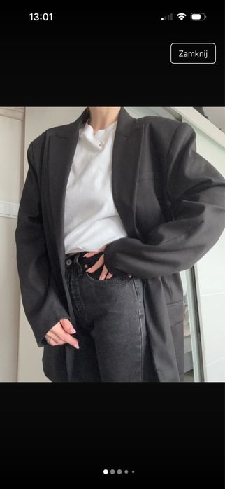 nowa marynarka zara szerokie ramiona poduszki czarna m 38 oversize 50