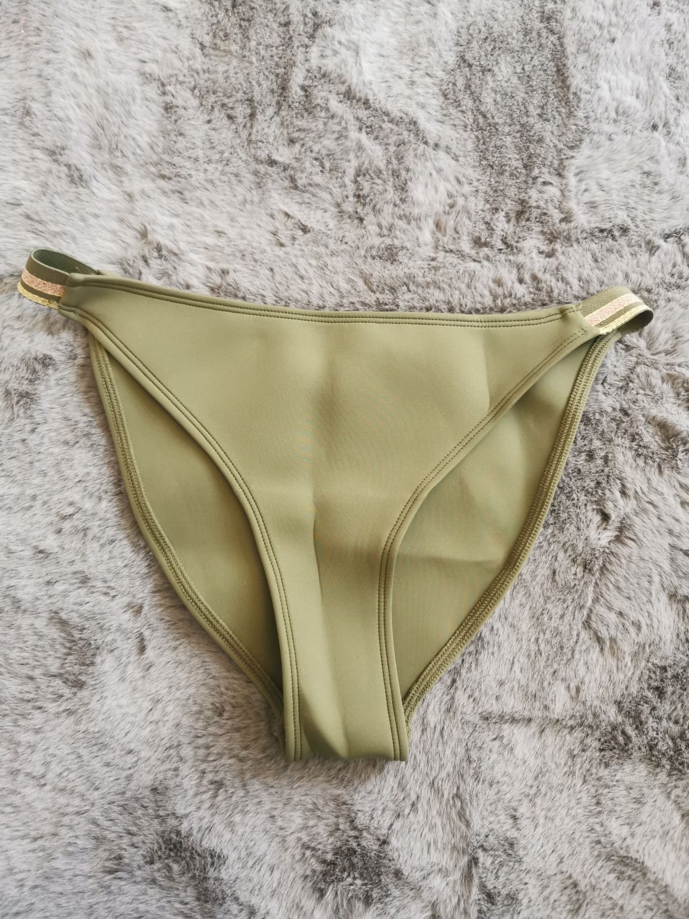 Dół od bikini khaki złota wstawka