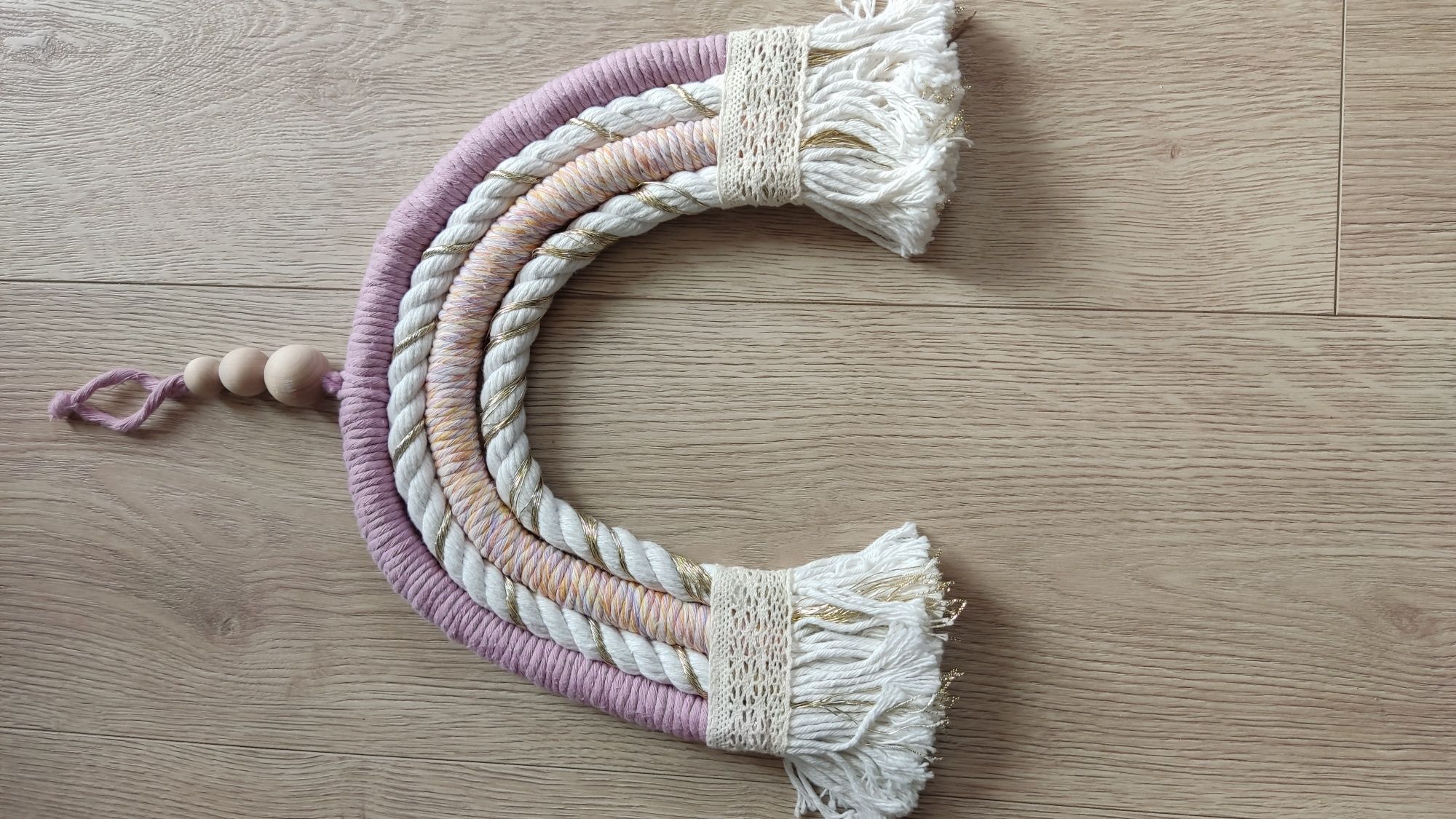 Makrama tęcza boho ozdoba do pokoju. Ręczna robota.