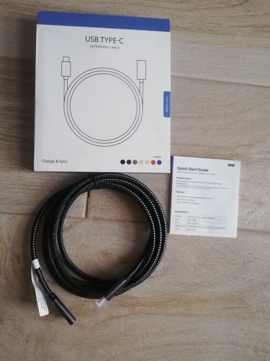 Kabel przedłużający Belker 3.1 10Gb/s 1m w plocie USB Type C.