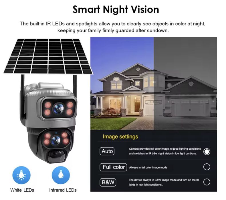 Kamera Solarna Zewnętrzna Obrotowa 8MP GSM 4G