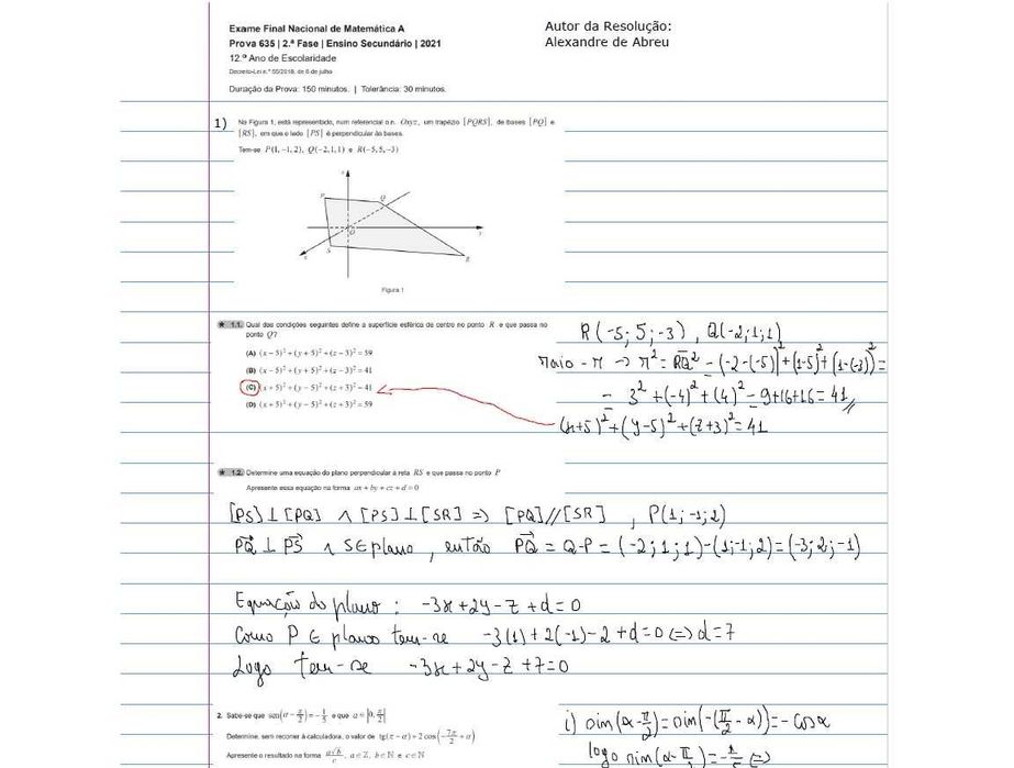 Explicações de Matemática e de Físico-Química