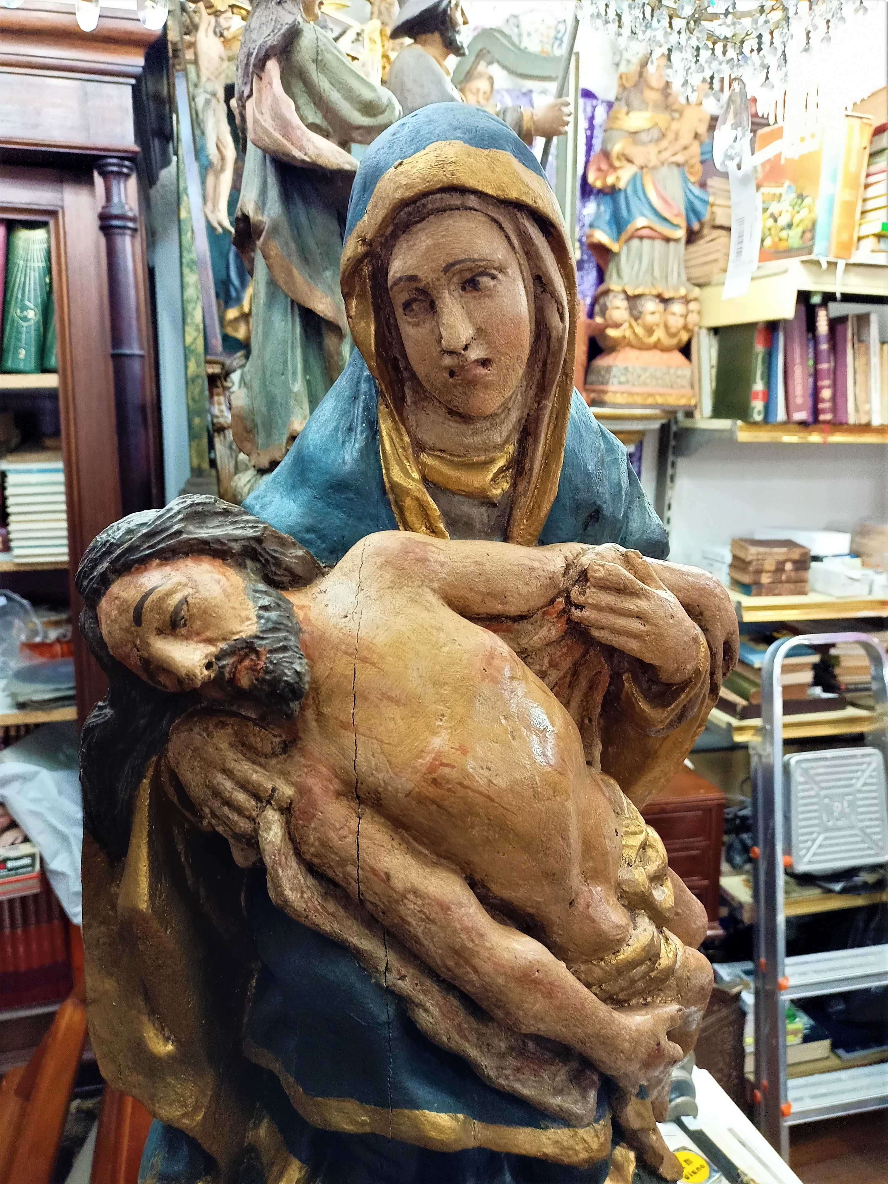 Pietá Madeira Policromada Séc XVIII XIX