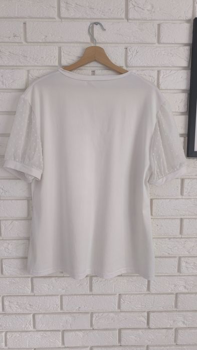 Bluzka damska XL 42 biała krótki rękaw t-shirt damski elegancka