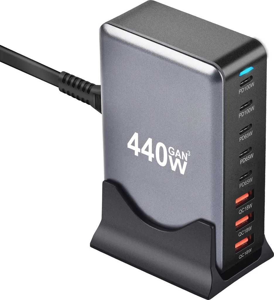 stacja ładująca 440 W hub 8-portowy blok ładowania USB-C GaN3