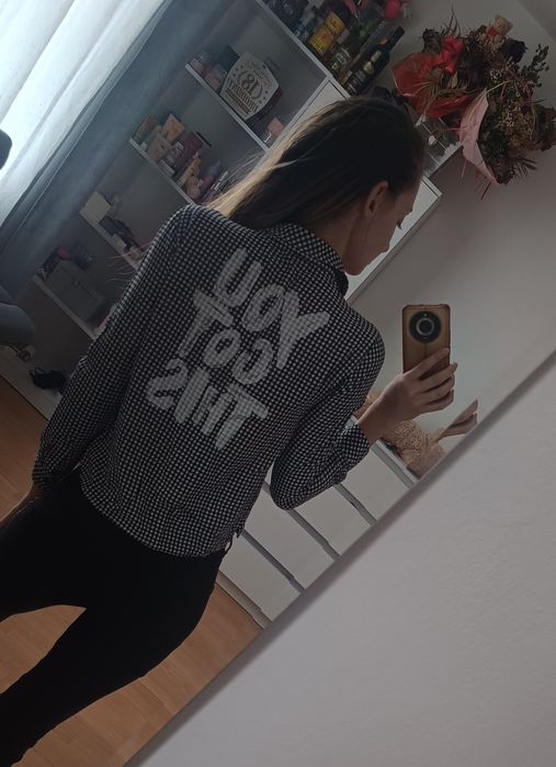 Koszula h&m z napisem na plecach 146 dziewczęca z długim rękawem