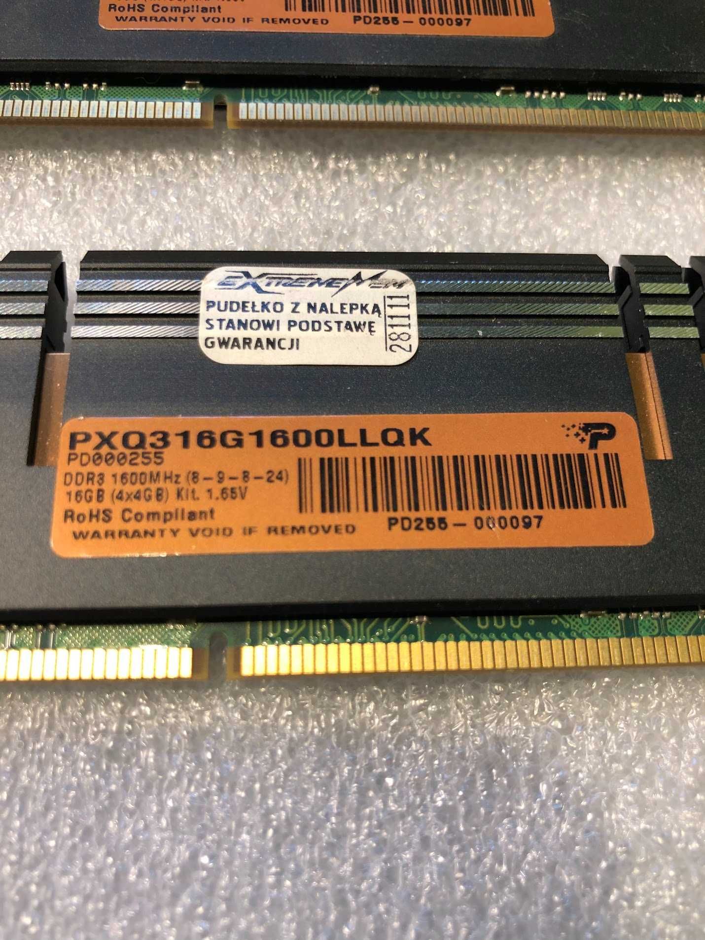 Pamięć  Xtreme 16GB DDR3 4x4GB 1600MHz CL8 LLK PXQ316G1600LLQK