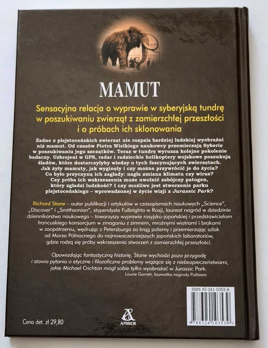 MAMUT. Zmartwychwstanie giganta z epoki lodowcowej, Richard Stone, HIT